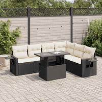 vidaXL Set Divani da Giardino con Cuscini 7pz Nero Polyrattan