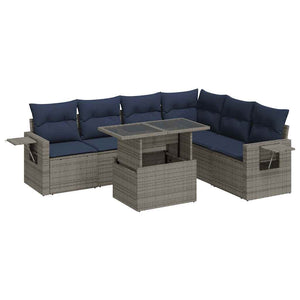 vidaXL Set Divani da Giardino con Cuscini 7pz Grigio Polyrattan