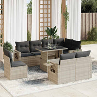 vidaXL Set Divano da Giardino 9pz con Cuscini Grigio Chiaro Polyrattan