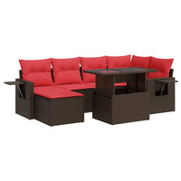 vidaXL Set Divani Giardino 7 pz con Cuscini Marrone Polyrattan Acacia