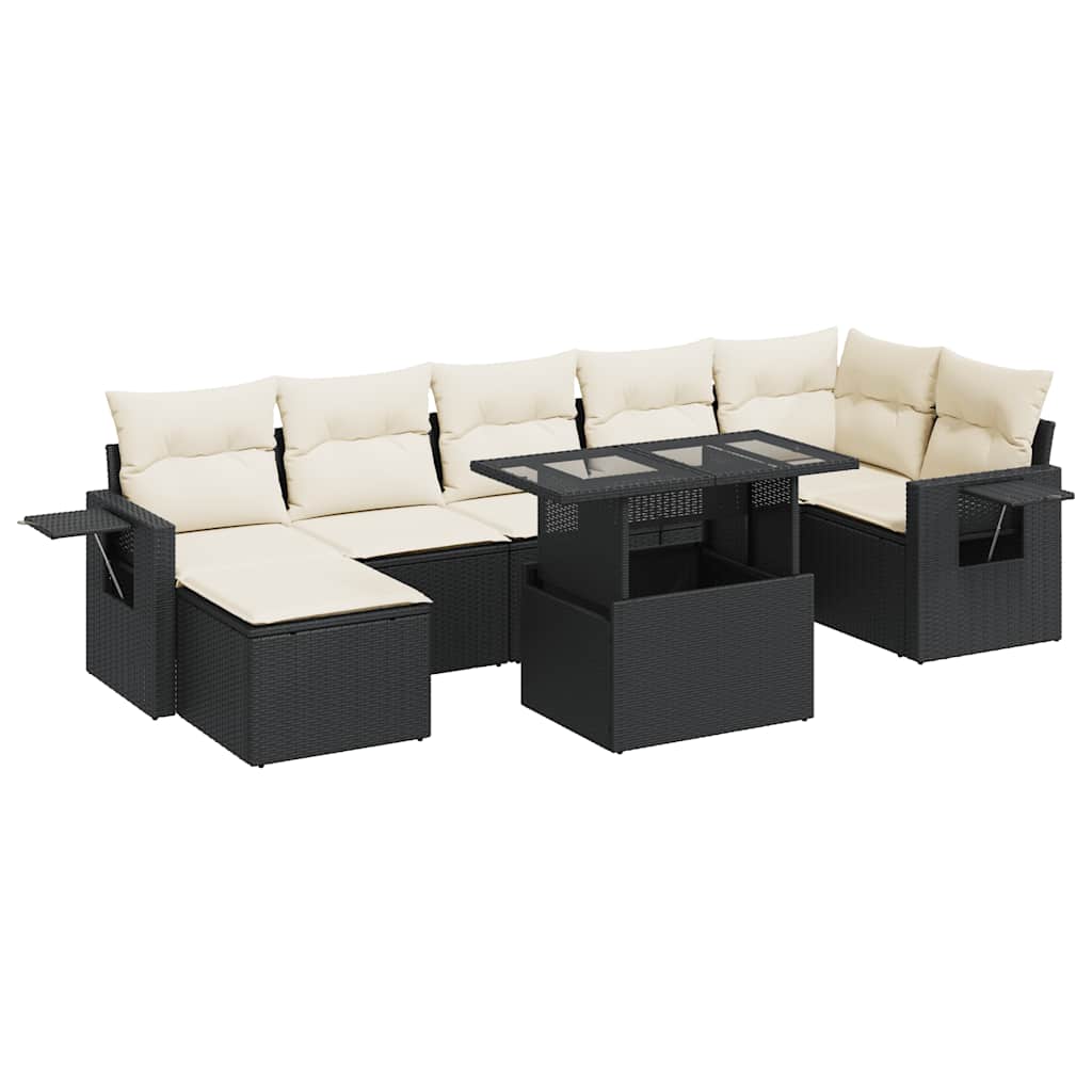 vidaXL Set Divani da Giardino con Cuscini 8 pz Nero in Polyrattan