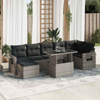 vidaXL Set Divano da Giardino 8 pz con Cuscini Grigio in Polyrattan
