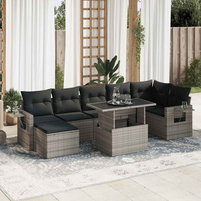 vidaXL Set Divano da Giardino 8 pz con Cuscini Grigio in Polyrattan