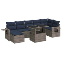 vidaXL Set Divano da Giardino 8pz con Cuscini Grigio Polyrattan Acacia
