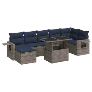 vidaXL Set Divano da Giardino 8pz con Cuscini Grigio Polyrattan Acacia