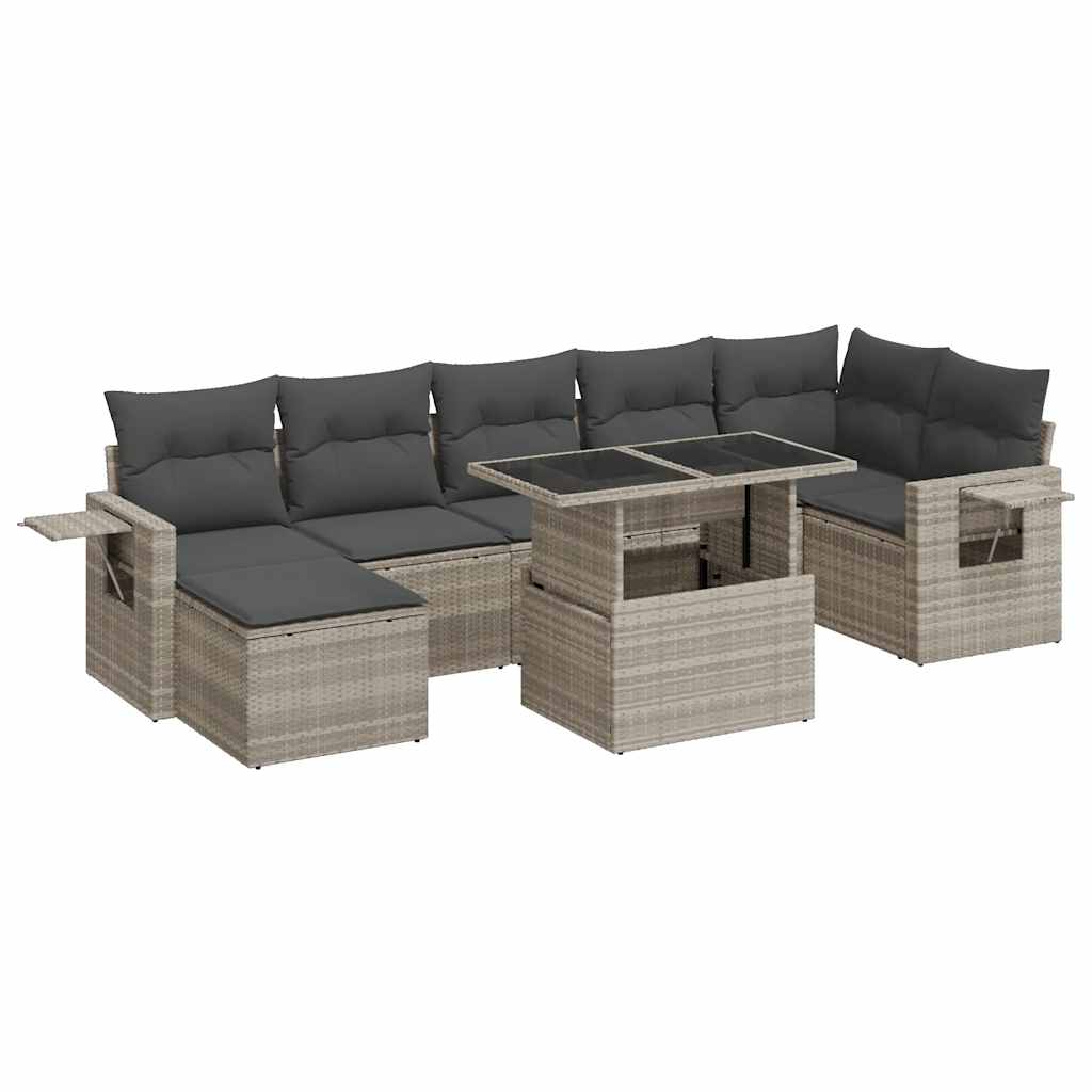 vidaXL Set Divano da Giardino 8pz con Cuscini Grigio Chiaro Polyrattan