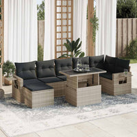 vidaXL Set Divano da Giardino 8pz con Cuscini Grigio Chiaro Polyrattan