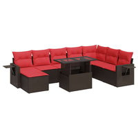 vidaXL Set Divani Giardino 9 pz con Cuscini Marrone Polyrattan Acacia