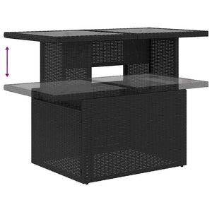 Set Divani Giardino 10pz con Cuscini Nero in Polyrattan Acacia 3326538