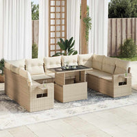 Set Divano da Giardino 10 pz con Cuscini Beige in Polyrattan 3326539