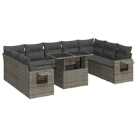 vidaXL Set Divano da Giardino 10 pz con Cuscini Grigio in Polyrattan