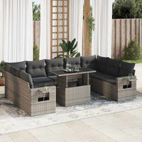 vidaXL Set Divano da Giardino 10 pz con Cuscini Grigio in Polyrattan