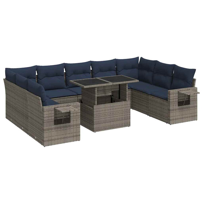 vidaXL Divano Giardino 10 pz con Cuscini Grigio in Polyrattan Acacia