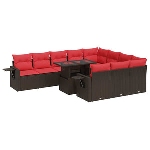vidaXL Set Divani Giardino 11 pz con Cuscini Polyrattan Marrone Acacia