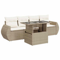 Set Divano da Giardino 5 pz con Cuscini Beige in Polyrattan 3326559