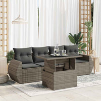 vidaXL Set Divano da Giardino 5 pz con Cuscini Grigio in Polyrattan