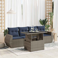 vidaXL Set Divano Giardino 5 pz con Cuscini Grigio Polyrattan Acacia