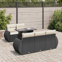 Set Divano da Giardino 6 pz con Cuscini Nero in Polyrattan