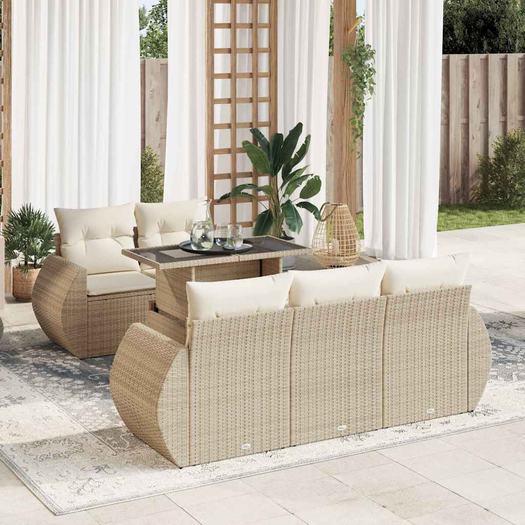 vidaXL Set Divano da Giardino 6 pz con Cuscini Beige in Polyrattan