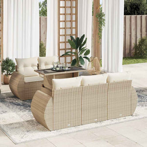 vidaXL Set Divano da Giardino 6 pz con Cuscini Beige in Polyrattan