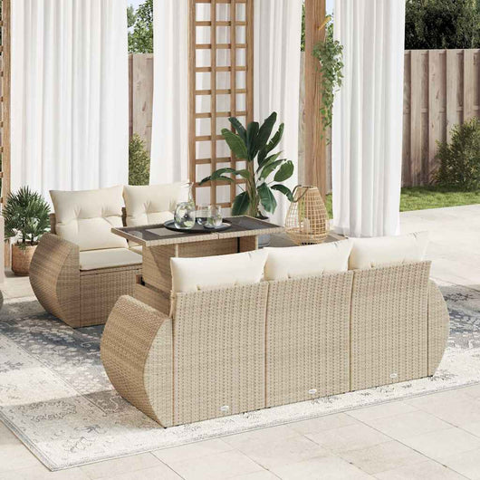 vidaXL Set Divano da Giardino 6 pz con Cuscini Beige in Polyrattan