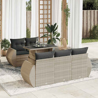 Set Divano da Giardino 6pz con Cuscini Grigio Chiaro Polyrattan