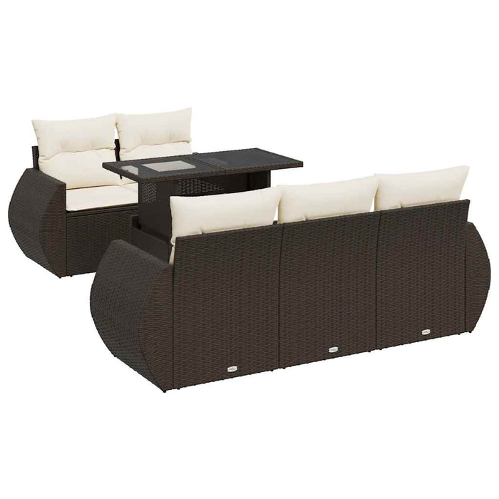 vidaXL Set Divano da Giardino 6 pz con Cuscini Marrone in Polyrattan