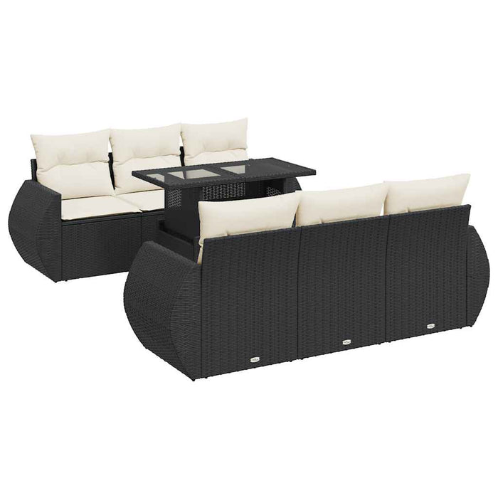 Set Divani da Giardino con Cuscini 7pz Nero Polyrattan 3326577