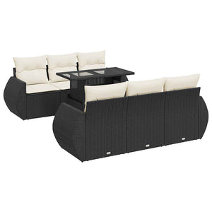 vidaXL Set Divani da Giardino con Cuscini 7pz Nero Polyrattan
