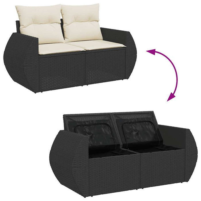 Set Divani da Giardino con Cuscini 7pz Nero Polyrattan 3326577