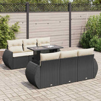 Set Divani da Giardino con Cuscini 7pz Nero Polyrattan 3326577