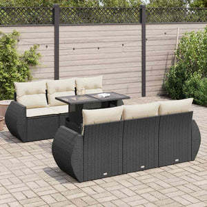Set Divani da Giardino con Cuscini 7pz Nero Polyrattan 3326577