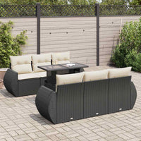 vidaXL Set Divani da Giardino con Cuscini 7pz Nero Polyrattan