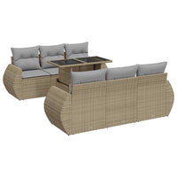 vidaXL Set Divani da Giardino 7 pz con Cuscini Beige in Polyrattan