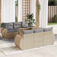 vidaXL Set Divani da Giardino 7 pz con Cuscini Beige in Polyrattan