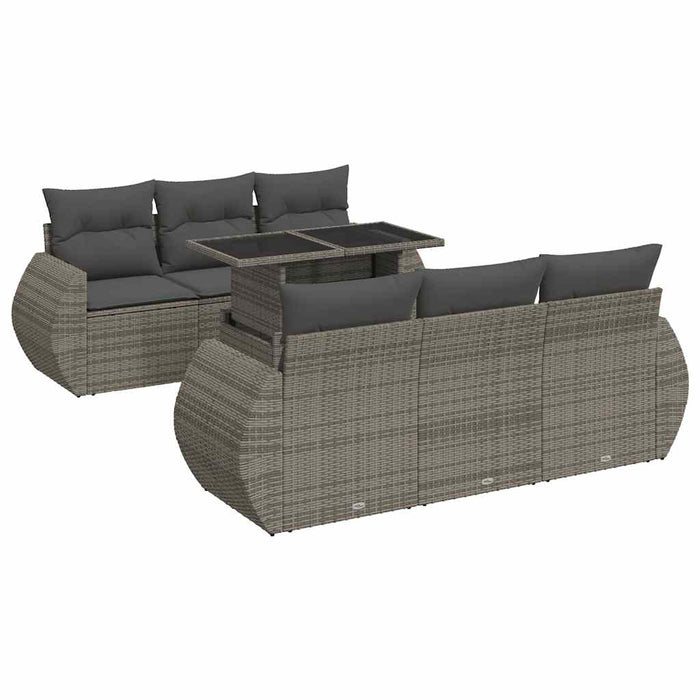 Set Divani da Giardino 7 pz con Cuscini Grigio in Polyrattan 3326581