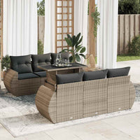 Set Divani da Giardino 7 pz con Cuscini Grigio in Polyrattan 3326581