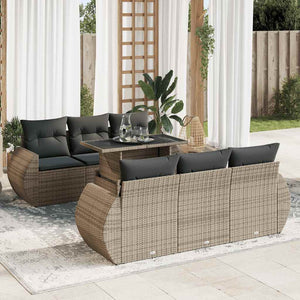 vidaXL Set Divani da Giardino 7 pz con Cuscini Grigio in Polyrattan