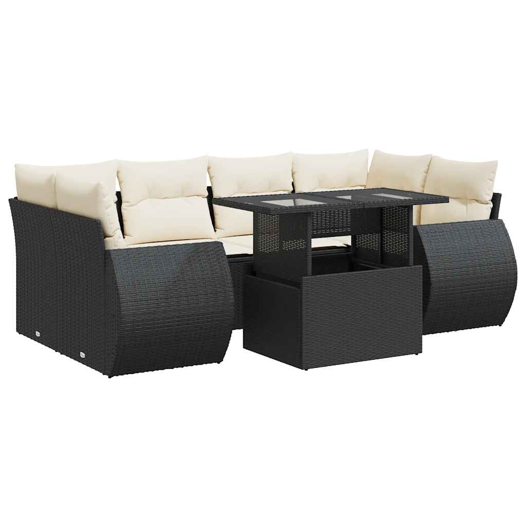 Set Divani da Giardino con Cuscini 7pz Nero Polyrattan 3326587