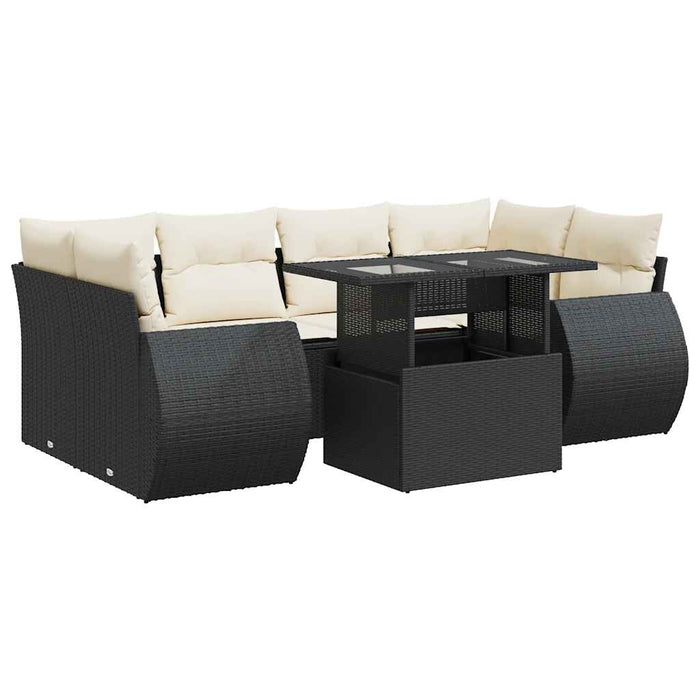 Set Divani da Giardino con Cuscini 7pz Nero Polyrattan 3326587