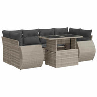 Set Divani da Giardino 7pz con Cuscini Grigio Chiaro Polyrattan