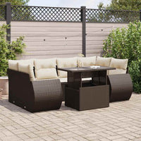 vidaXL Set Divani da Giardino 7 pz con Cuscini Marrone in Polyrattan