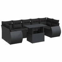 vidaXL Set Divani da Giardino con Cuscini 8 pz Nero in Polyrattan
