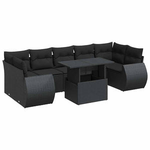 vidaXL Set Divani da Giardino con Cuscini 8 pz Nero in Polyrattan