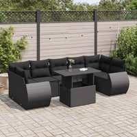 vidaXL Set Divani da Giardino con Cuscini 8 pz Nero in Polyrattan