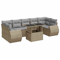 Set Divano da Giardino 8 pz con Cuscini Beige in Polyrattan