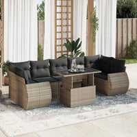 Set Divano da Giardino 8 pz con Cuscini Grigio in Polyrattan