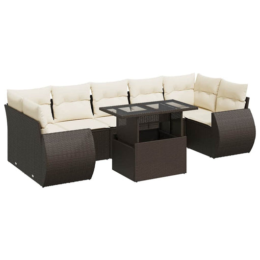 vidaXL Set Divani da Giardino 8 pz con Cuscini Marrone in Polyrattan