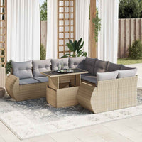 vidaXL Set Divano da Giardino 9 pz con Cuscini Beige in Polyrattan