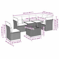 Set Divano da Giardino 6 pz con Cuscini Nero in Polyrattan